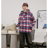Unisex Jacket Vintage Casual Jacket Men's and Women's Hoodie Plaid Coat